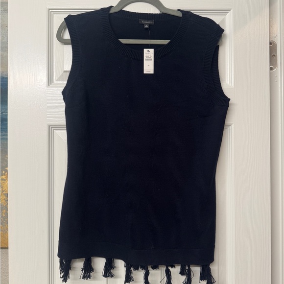 Talbots Navy Sleeveless Tank with Tassel Hem NWT - Picture 4 of 9
